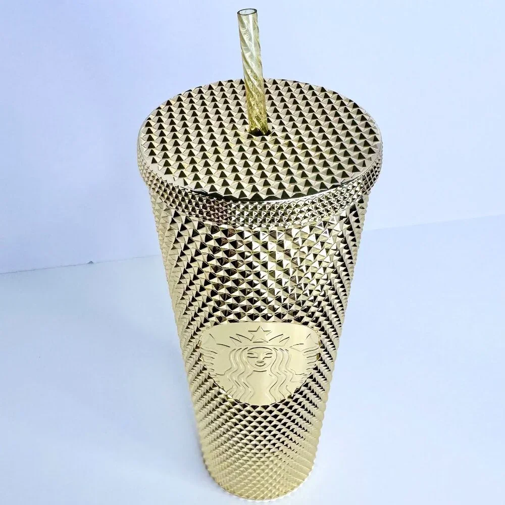 24oz Starbucks Holiday Gold‎ Studded Bling Tumbler Venti Cold Cup